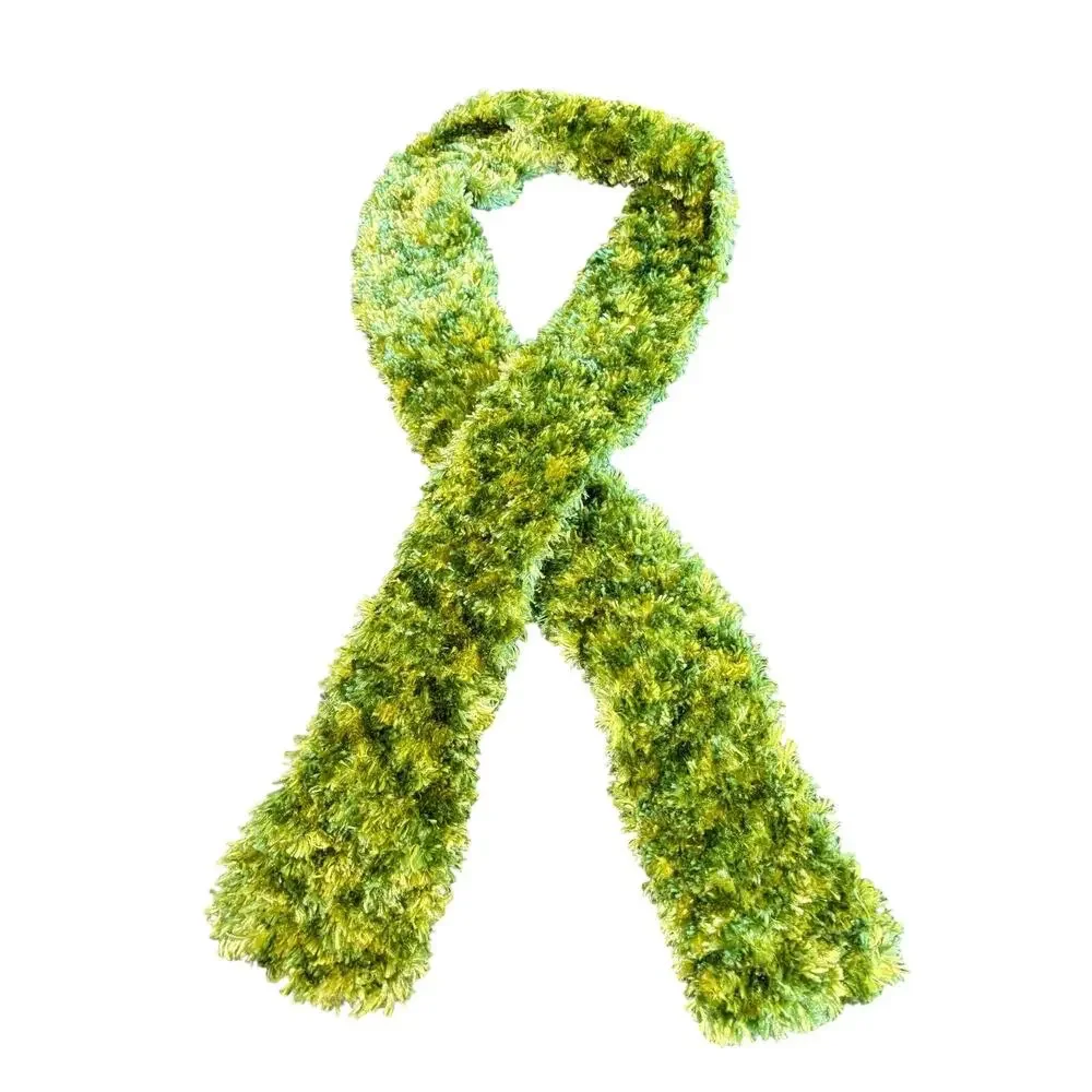 Apple Green Fuzzy Texture Crochet Warm Neck Scarf- Boho Y2K- eyelash yarn